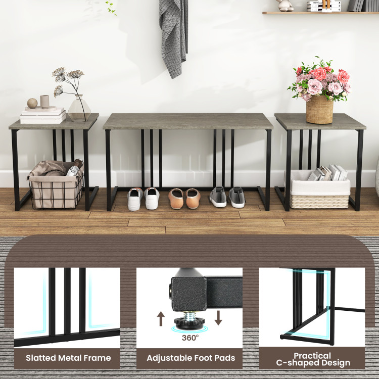 4 Pieces Space-Saving Dining Table Set with Bench and 2 Stools - Image 8