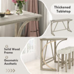 4-Piece Bar Table Set with Power Outlet and Upholstered Saddle Seat Stools - Image 7