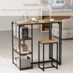 3-Piece Bar Table Set for 2 Bar-Height Dining Table with 2 Stools - Image 8