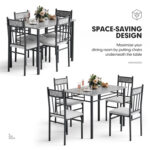 5 Pieces Faux Marble Dining Set Table with Solid Steel Frame - Image 8