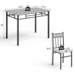 5 Pieces Faux Marble Dining Set Table with Solid Steel Frame - Image 5