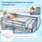 Twin Over Full Bunk Bed Low Floor Bunk Bed Frame - Image 8