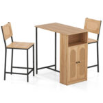 3-Piece Bar Table and Chairs Set with Storage Shelves and Footrests - Image 4