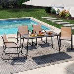 5 Pieces Patio Dining Set with Rectangular Table and Fabric Chairs - Image 2