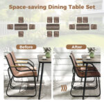 5 Pieces Patio Dining Set with Rectangular Table and Fabric Chairs - Image 10