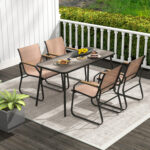 5 Pieces Patio Dining Set with Rectangular Table and Fabric Chairs - Image 3