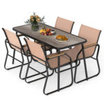 5 Pieces Patio Dining Set with Rectangular Table and Fabric Chairs - Image 4