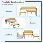 5 Pieces Patio Furniture Set Acacia Wood Sectional Set with Heavy-Duty Metal Frame - Image 10