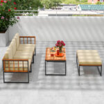 5 Pieces Patio Furniture Set Acacia Wood Sectional Set with Heavy-Duty Metal Frame - Image 6