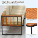 5 Pieces Patio Furniture Set Acacia Wood Sectional Set with Heavy-Duty Metal Frame - Image 7