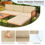 5 Pieces Patio Furniture Set Acacia Wood Sectional Set with Heavy-Duty Metal Frame - Image 9