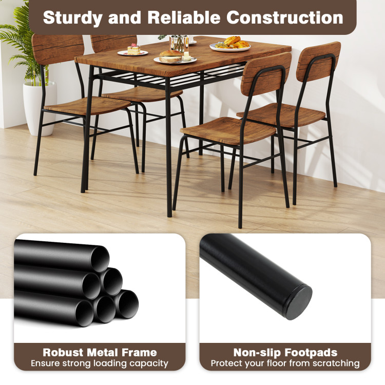 5-Piece Table Set for 4 with Metal Frame and Storage Rack - Image 10
