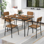 5-Piece Table Set for 4 with Metal Frame and Storage Rack - Image 11