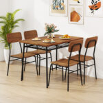 5-Piece Table Set for 4 with Metal Frame and Storage Rack - Image 3