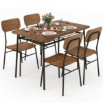 5-Piece Table Set for 4 with Metal Frame and Storage Rack