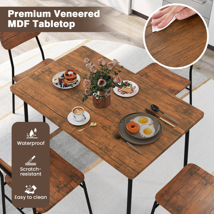 5-Piece Table Set for 4 with Metal Frame and Storage Rack - Image 6