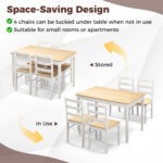 5-Piece Wooden Dining Set with Rectangular Table and 4 Chairs - Image 10