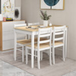 5-Piece Wooden Dining Set with Rectangular Table and 4 Chairs - Image 3