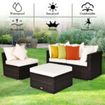 4 Pieces Patio Rattan Furniture Set with Removable Cushions and Pillows - Image 8