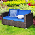 2 Pieces Patio Rattan Sectional Conversation Sofa Set - Image 3