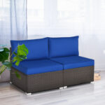 2 Pieces Patio Rattan Armless Sofa Set with 2 Cushions and 2 Pillows - Image 3