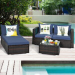 5 Pieces Patio Rattan Sectional Furniture Set with Cushions and Coffee Table - Image 6