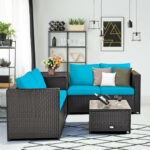 4 Pieces Outdoor Patio Rattan Furniture Set with Loveseat and Storage Box - Image 10