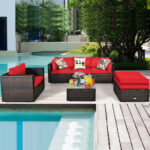 6 Pieces Patio Rattan Furniture Set with Sectional Cushion - Image 2
