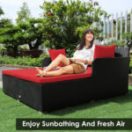 Spacious Outdoor Rattan Daybed with Upholstered Cushions and Pillows - Image 11
