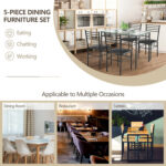 5 Pieces Dining Set with Tempered Glass Top Table and 4 Upholstered Chairs - Image 3