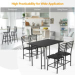 5 Pieces Wood Rectangular Dining Table Set - Image 7