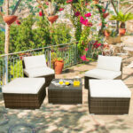 5 Pieces Wicker Lounge Chair Set with Washable Zippered Cushions - Image 10