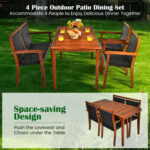 4 Pieces Acacia Wood Patio Rattan Dining Furniture Set - Image 12
