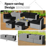 8 Pieces Patio Rattan Furniture Set with Storage Waterproof Cover and Cushion - Image 5