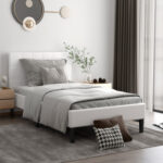 Twin Upholstered Bed Frame with Button Tufted Headboard - Image 5