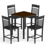 5-Piece Counter-Height Dining Table Set with Rubber Wood Frame and Footrest - Image 3