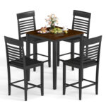 5-Piece Counter-Height Dining Table Set with Rubber Wood Frame and Footrest - Image 4