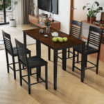 5-Piece Counter-Height Dining Table Set with Rubber Wood Frame and Footrest - Image 2