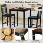 5-Piece Counter-Height Dining Table Set with Rubber Wood Frame and Footrest - Image 6