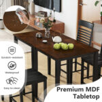 5-Piece Counter-Height Dining Table Set with Rubber Wood Frame and Footrest - Image 7