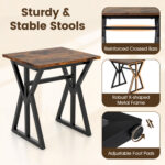 5-Piece Dining Room Set Industrial Rectangular Kitchen Table with 2 Benches and 2 Stools - Image 10
