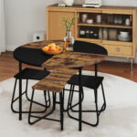 5-Piece Dining Set for 4 47 Inch Round Kitchen Table and 4 Stools - Image 3