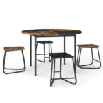 5-Piece Dining Set for 4 47 Inch Round Kitchen Table and 4 Stools - Image 4