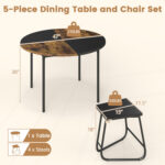 5-Piece Dining Set for 4 47 Inch Round Kitchen Table and 4 Stools - Image 5