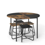 5-Piece Dining Set for 4 47 Inch Round Kitchen Table and 4 Stools - Image 6