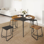 5-Piece Dining Set for 4 47 Inch Round Kitchen Table and 4 Stools - Image 7