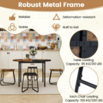 5-Piece Dining Set for 4 47 Inch Round Kitchen Table and 4 Stools - Image 8