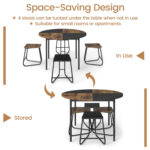5-Piece Dining Set for 4 47 Inch Round Kitchen Table and 4 Stools - Image 10