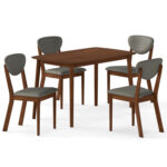 5-Piece Dining Set for 4 with Rectangular Table & Fabric Chairs for Living Room