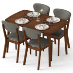 5-Piece Dining Set for 4 with Rectangular Table & Fabric Chairs for Living Room - Image 4